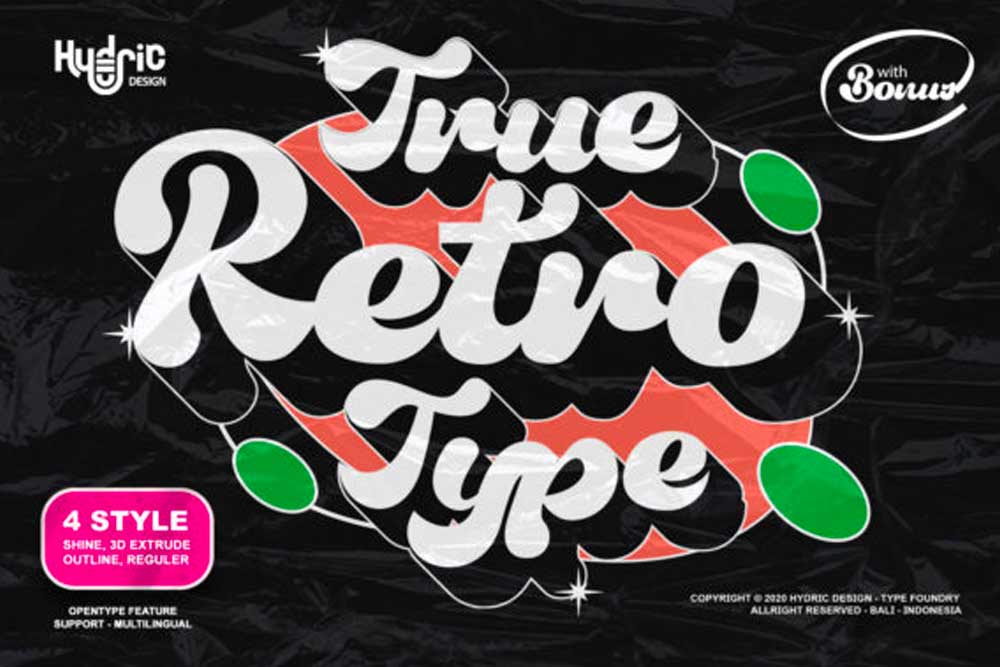 15 True Retrotype Font