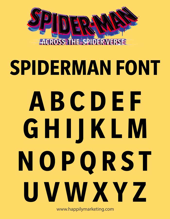 Spiderman into the Spider-Verse Font style