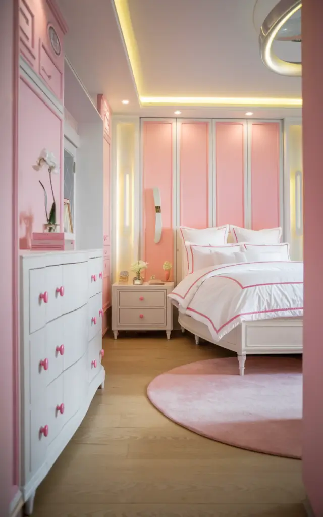 pink and white bedroom 15