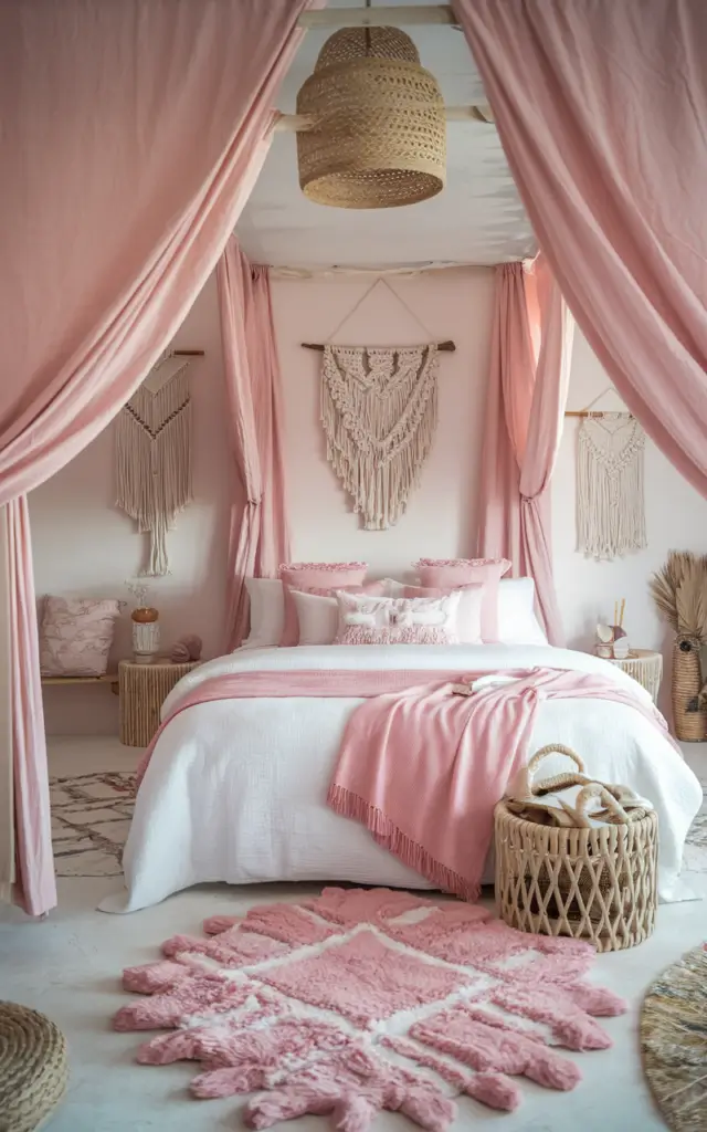 pink and white bedroom 16