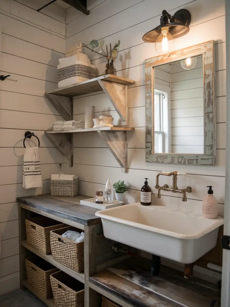 Bathroom Ideas Aesthetic- Rustic Farmhouse Charm