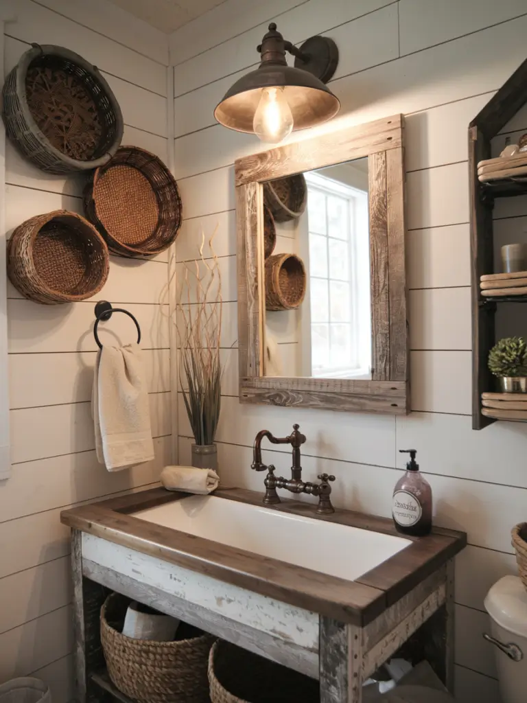 Bathroom Ideas Aesthetic- Rustic Farmhouse Charm