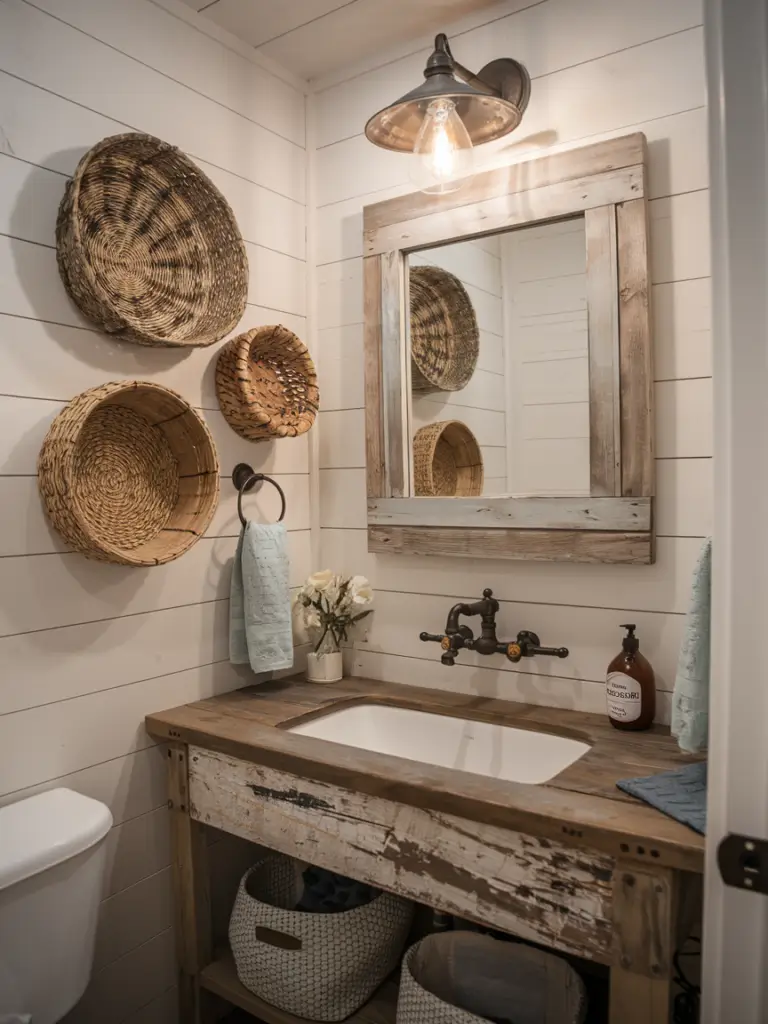 Bathroom Ideas Aesthetic- Rustic Farmhouse Charm