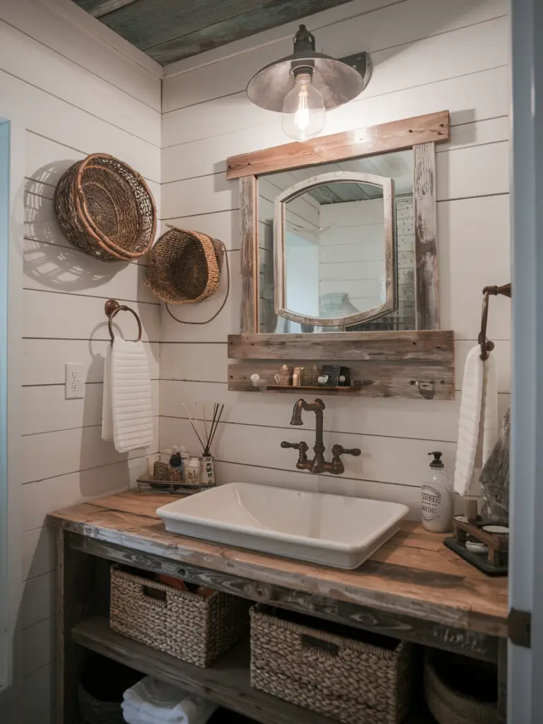 Bathroom Ideas Aesthetic- Rustic Farmhouse Charm