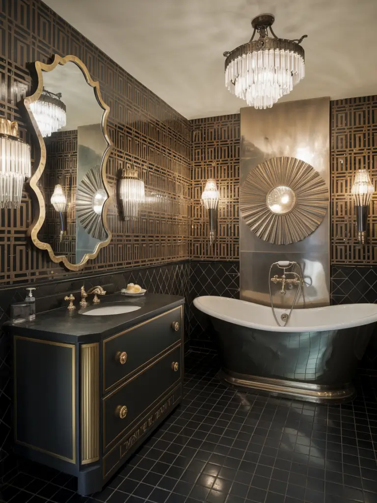 Bathroom Ideas Aesthetic- Art Deco Opulence