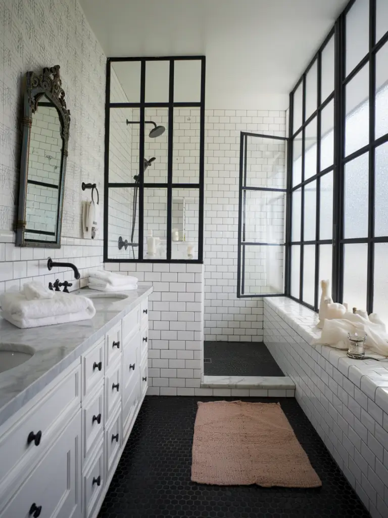 Bathroom Ideas Aesthetic- Bold Black and White Contrast