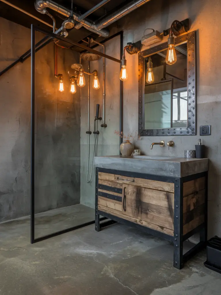 Bathroom Ideas Aesthetic- Industrial Elegance