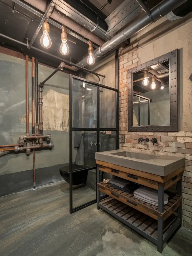 Bathroom Ideas Aesthetic- Industrial Elegance